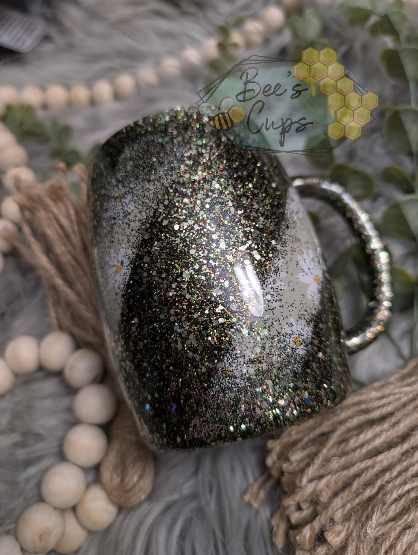 12oz Green Daisy Mug RTS