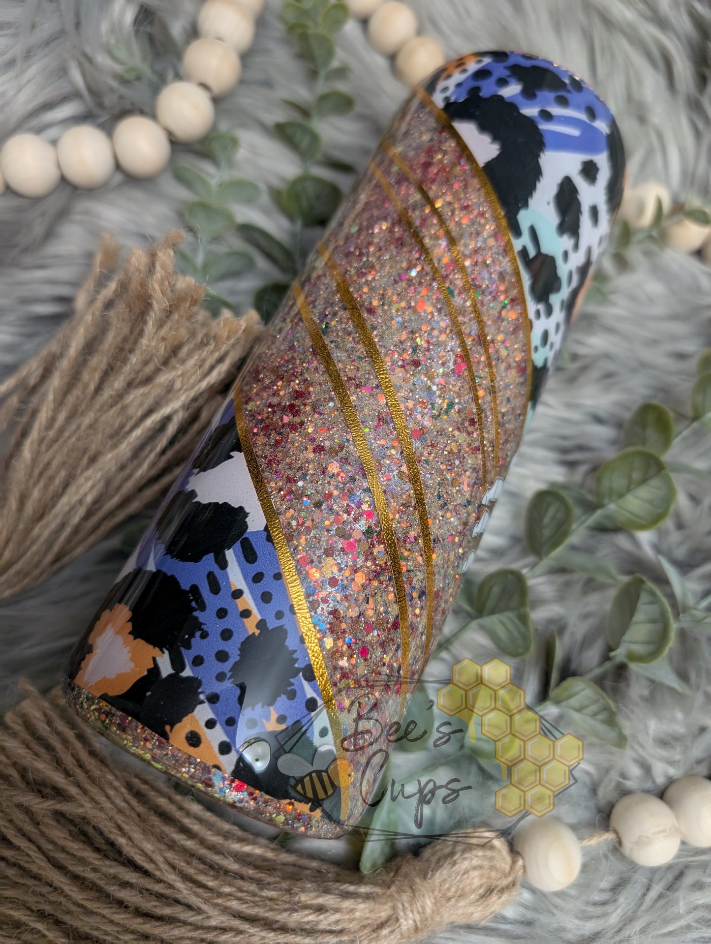 20oz Skinny Golden Abstract Leopard RTS