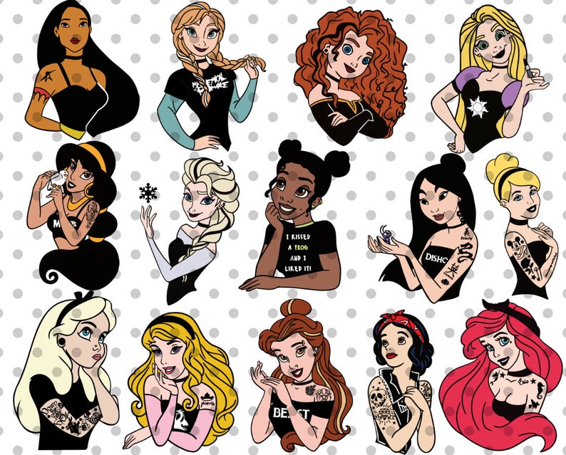 Black and white Disney Hydro dip Punk Princess