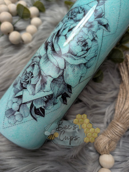 Blue Roses 20oz RTS screw on lid