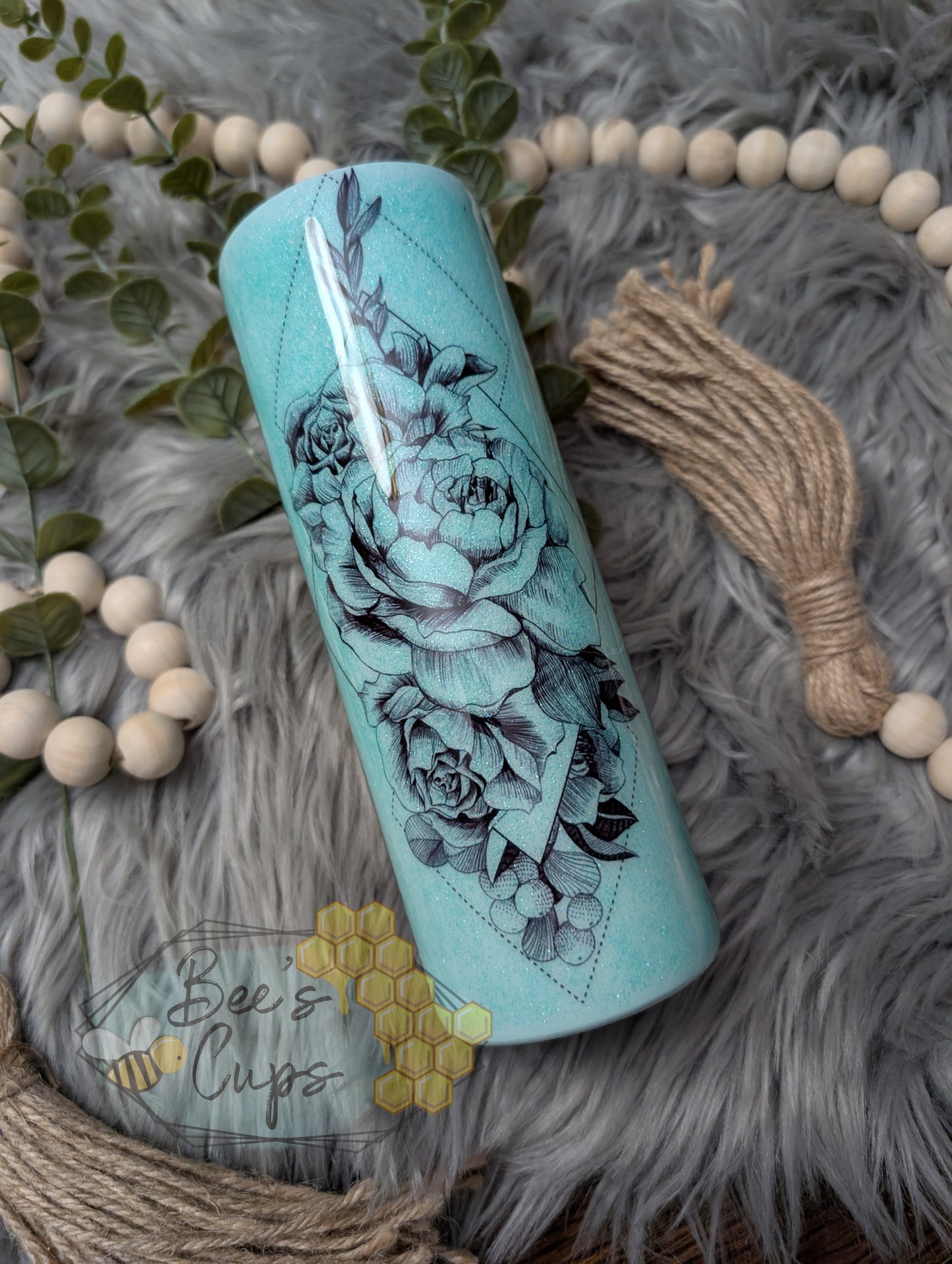 Blue Roses 20oz RTS screw on lid