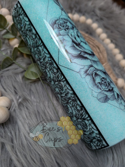 Blue Roses 20oz RTS screw on lid