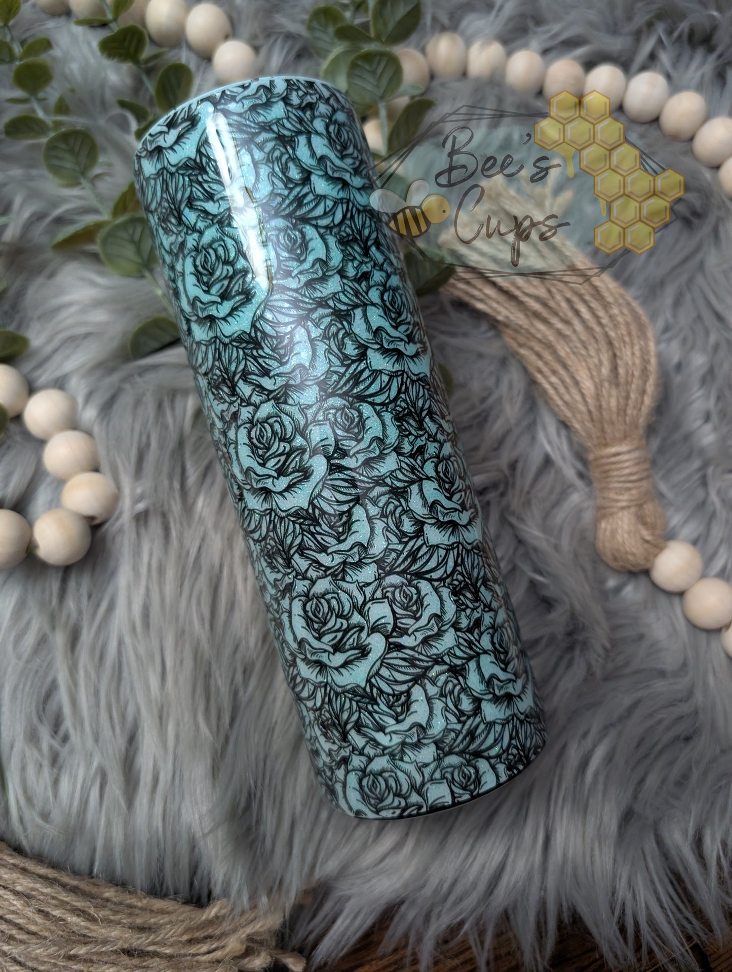 Blue Roses 20oz RTS screw on lid