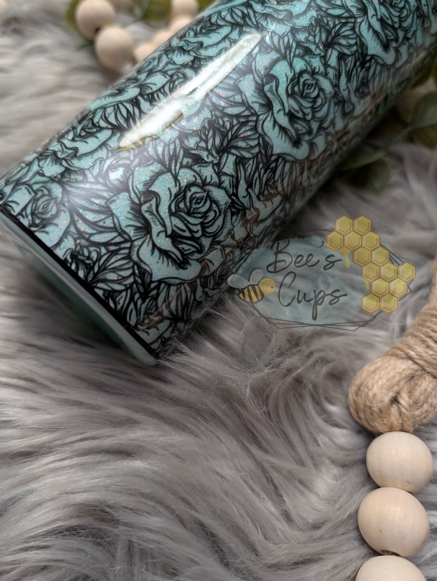 Blue Roses 20oz RTS screw on lid