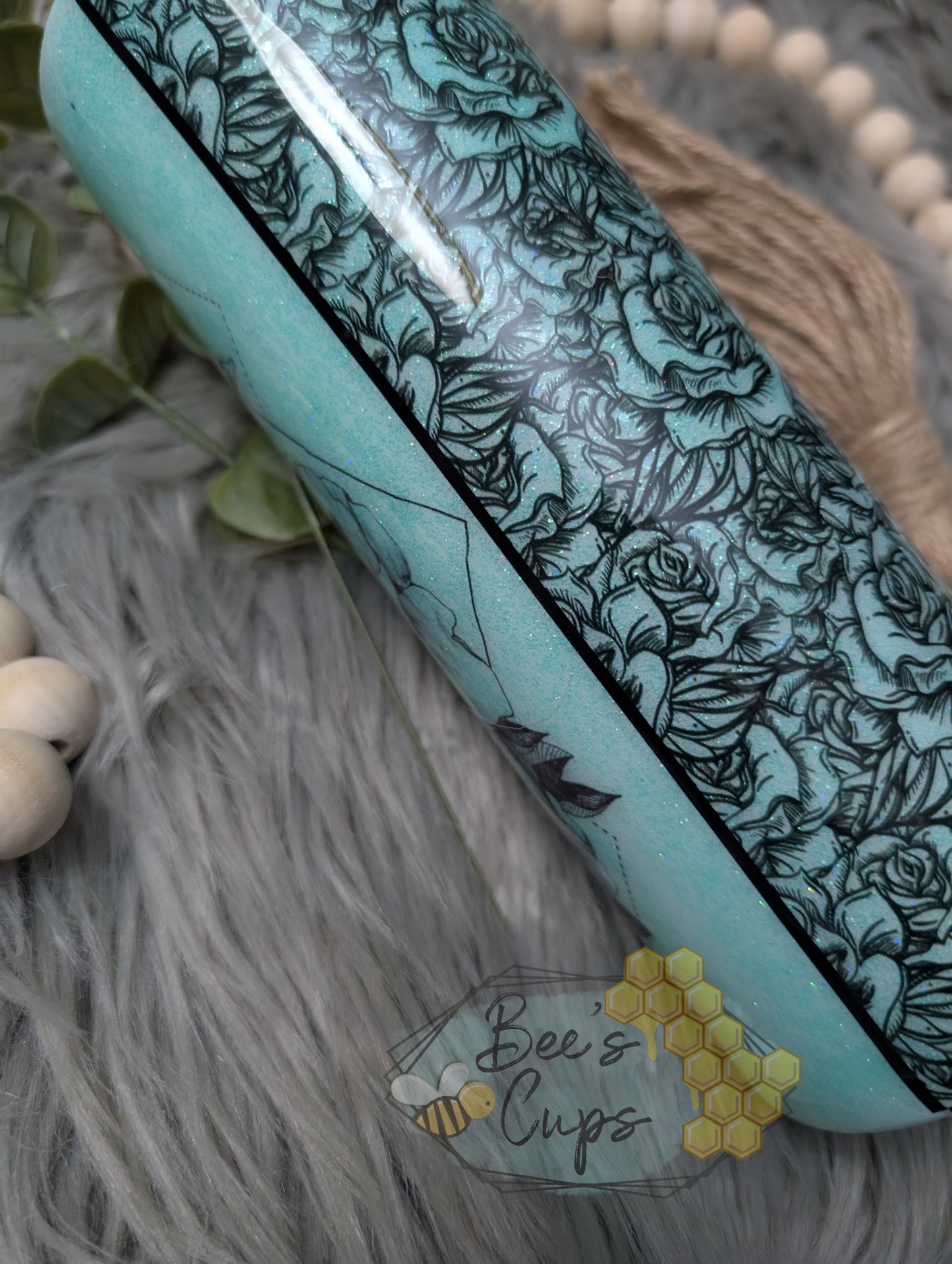 Blue Roses 20oz RTS screw on lid