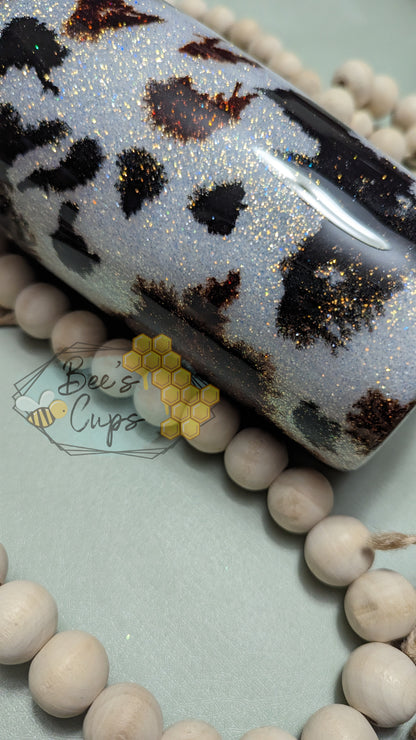 Glittered Cow Print Tumblers