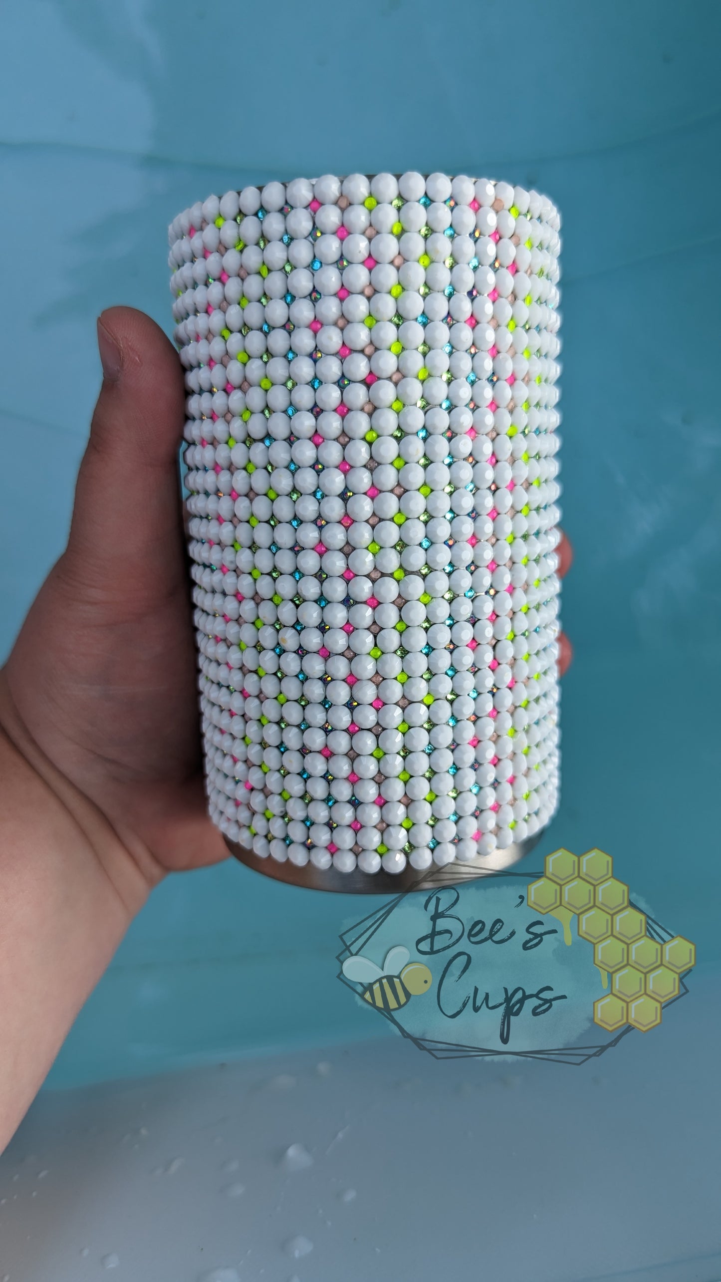 RTS Rainbow Grid 14oz Skinny Rhinestone Tumbler