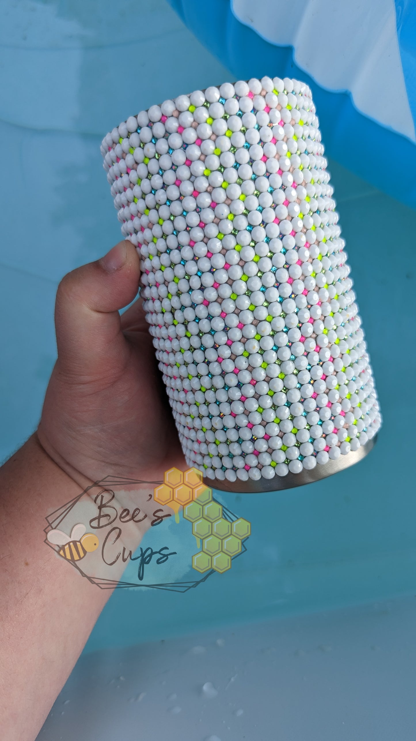 RTS Rainbow Grid 14oz Skinny Rhinestone Tumbler