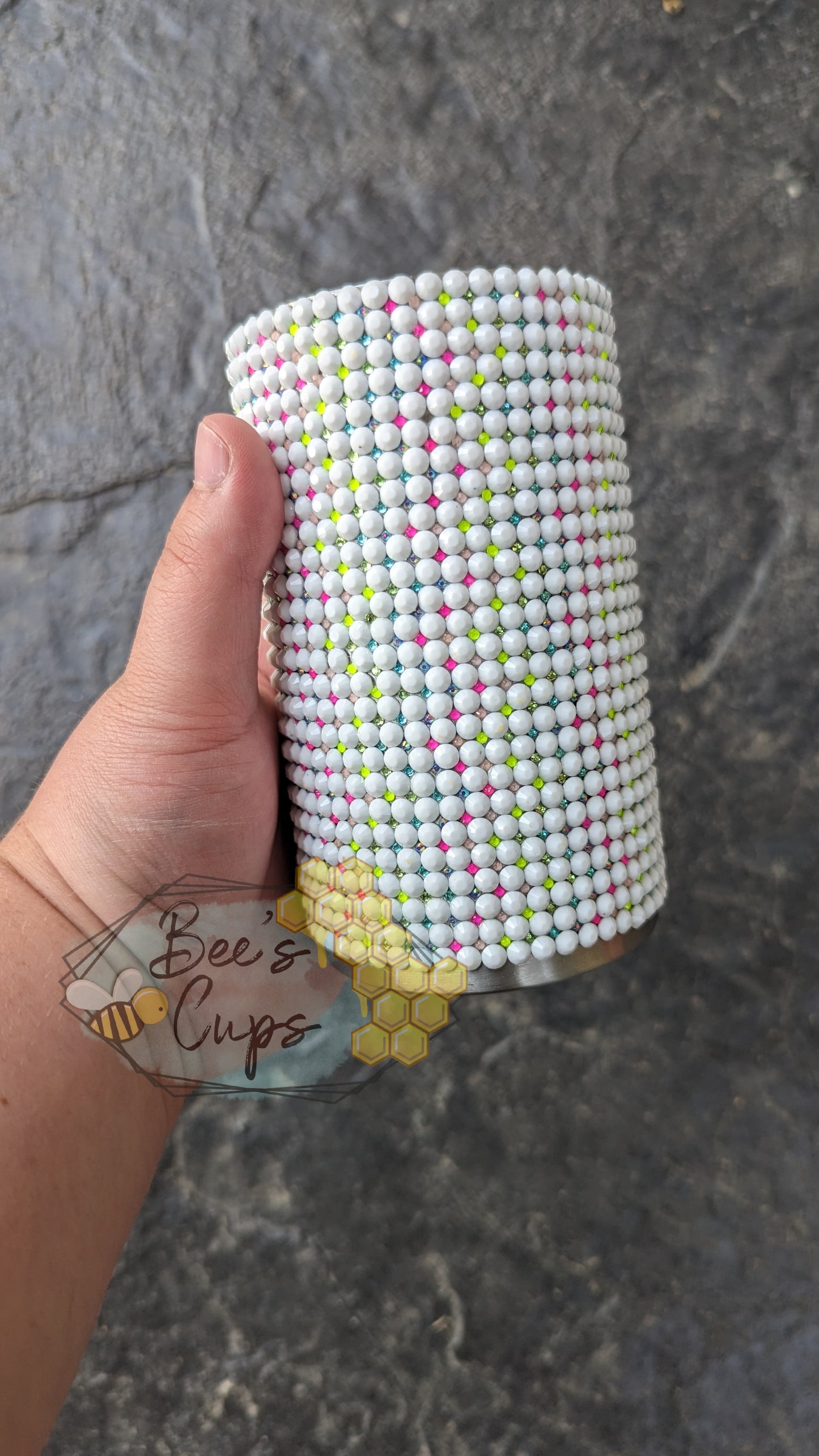 RTS Rainbow Grid 14oz Skinny Rhinestone Tumbler