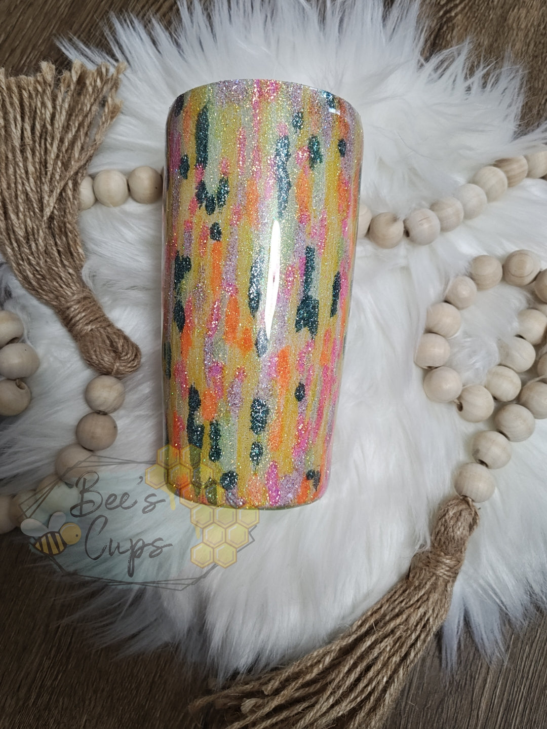 Abstract Rainbow Glitter Tumblers