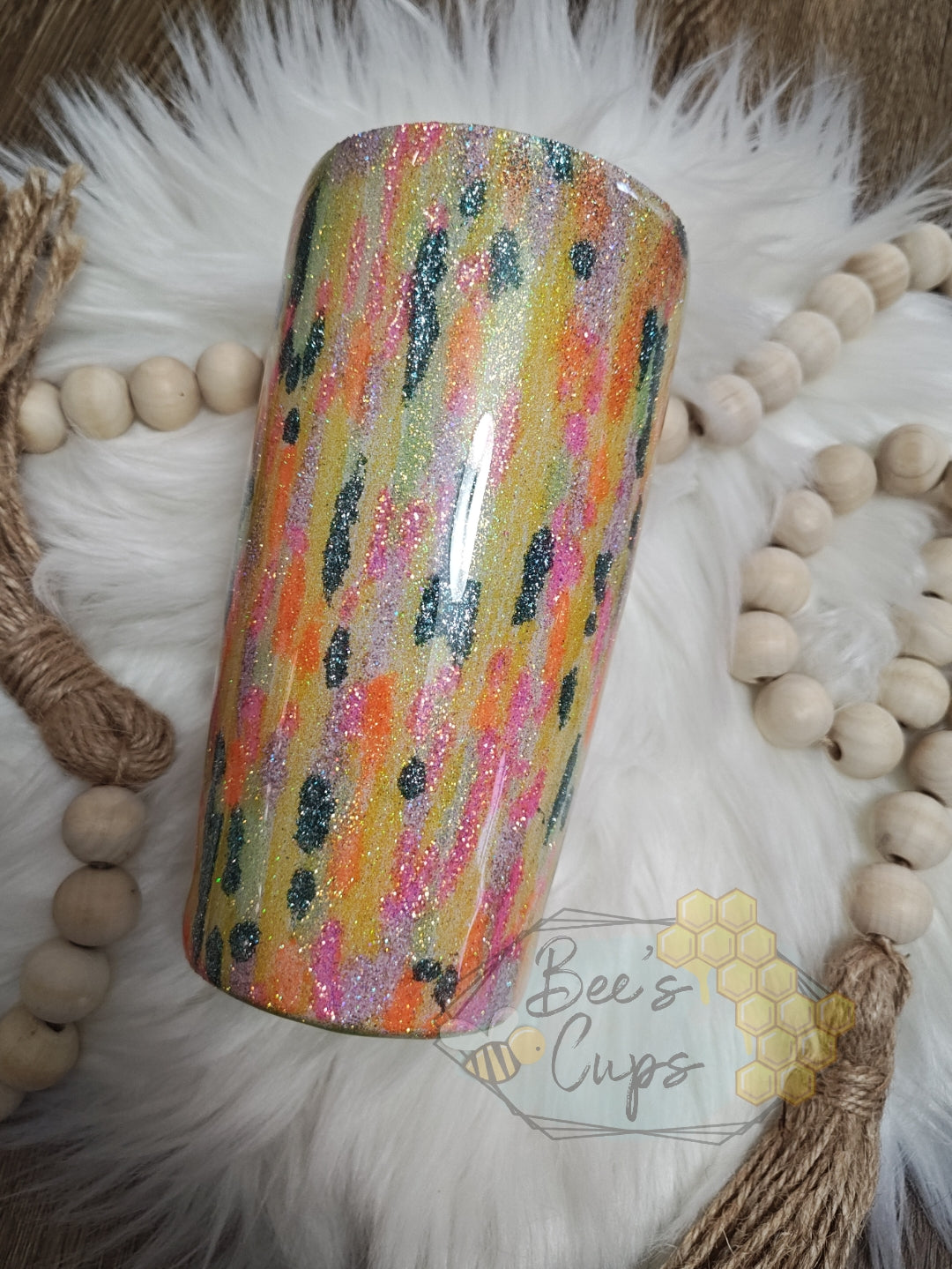 Abstract Rainbow Glitter Tumblers