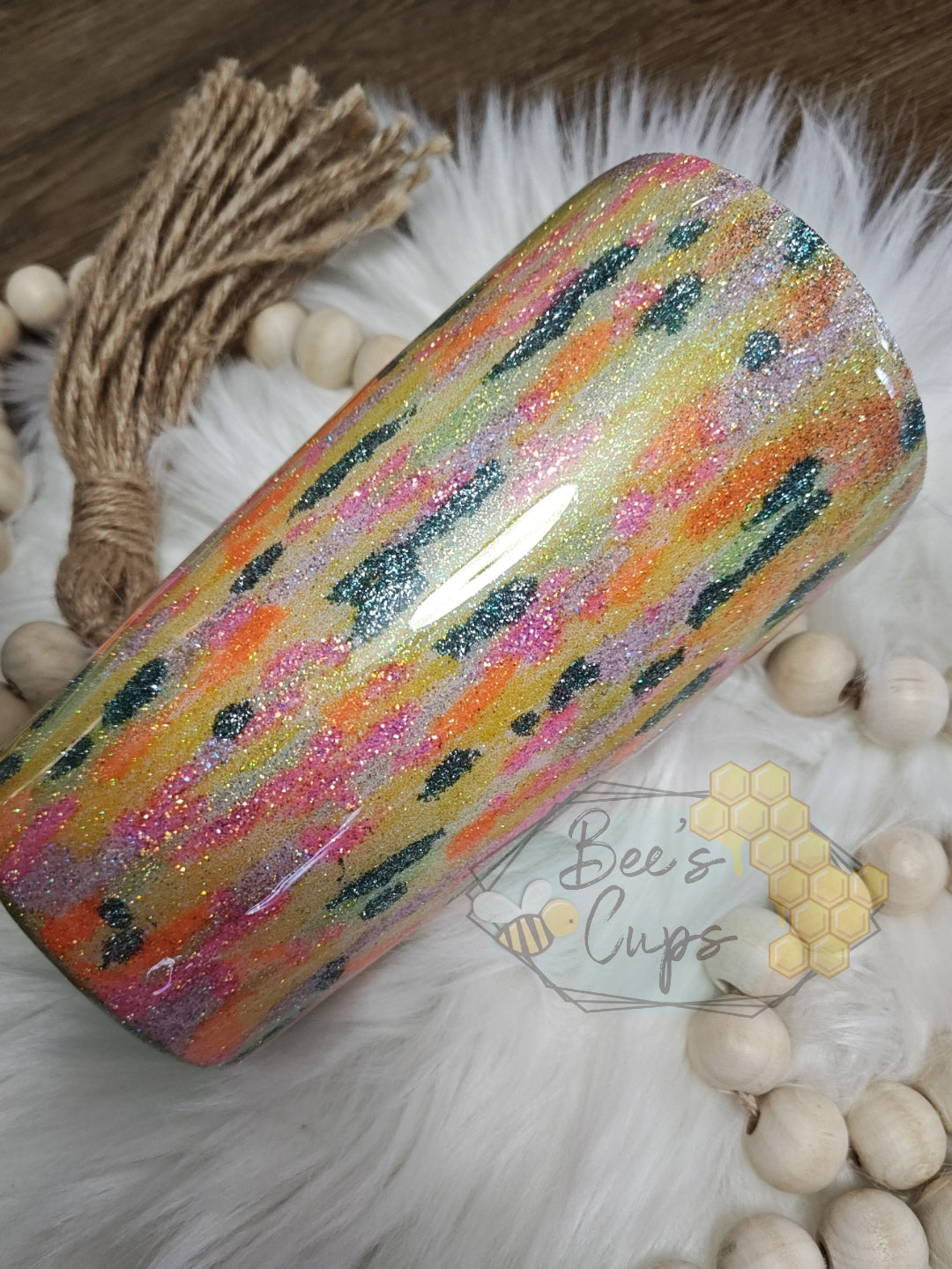 Abstract Rainbow Glitter Tumblers