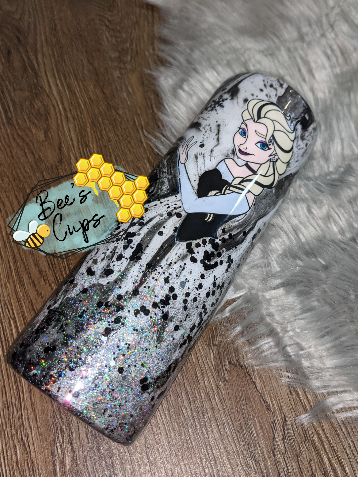 Black and white Disney Hydro dip Punk Princess