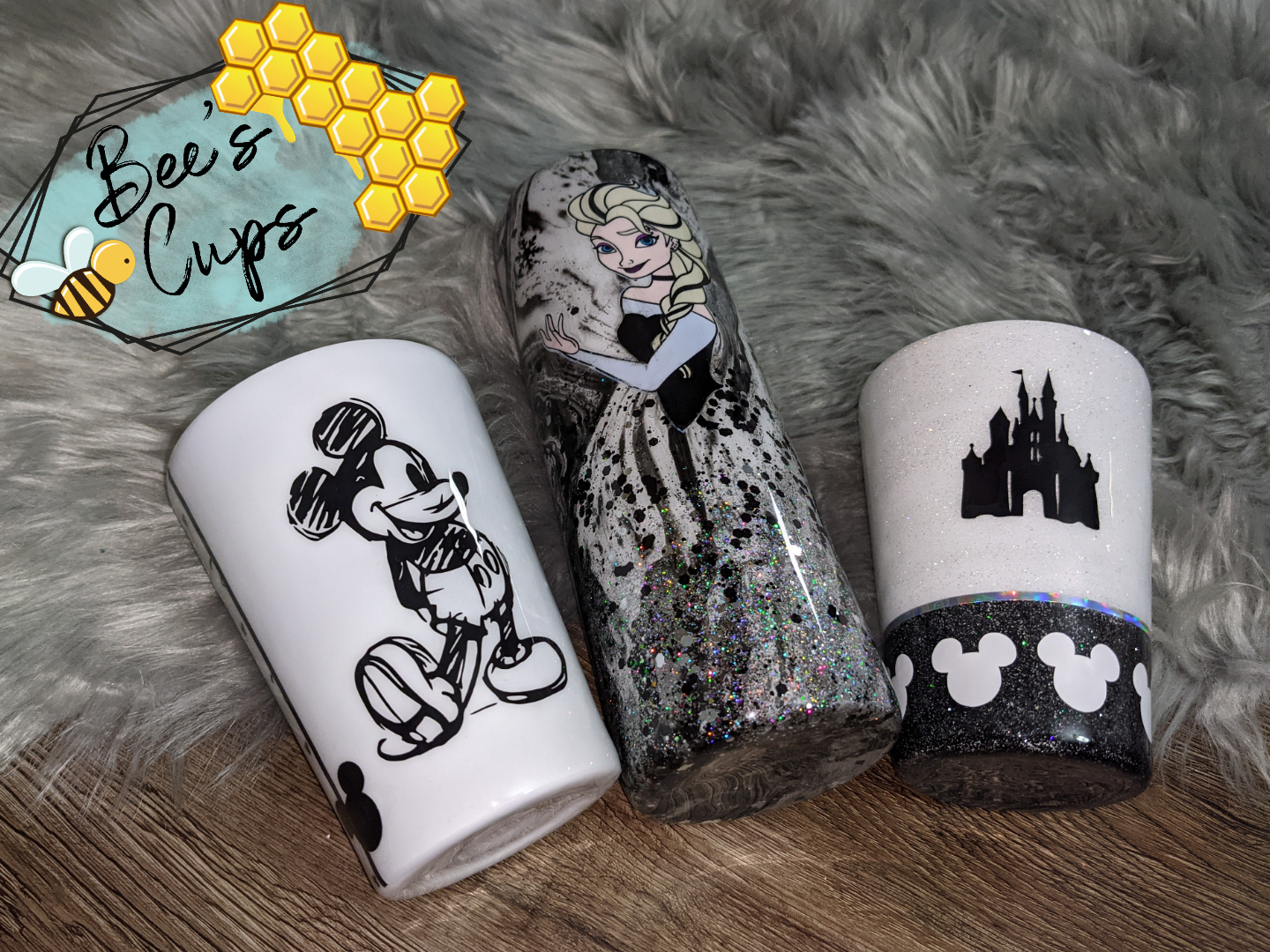 Black and white Disney Hydro dip Punk Princess