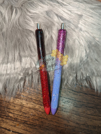 Two Color Glitter Ombre Customizable Pens and Mechanical Pencils