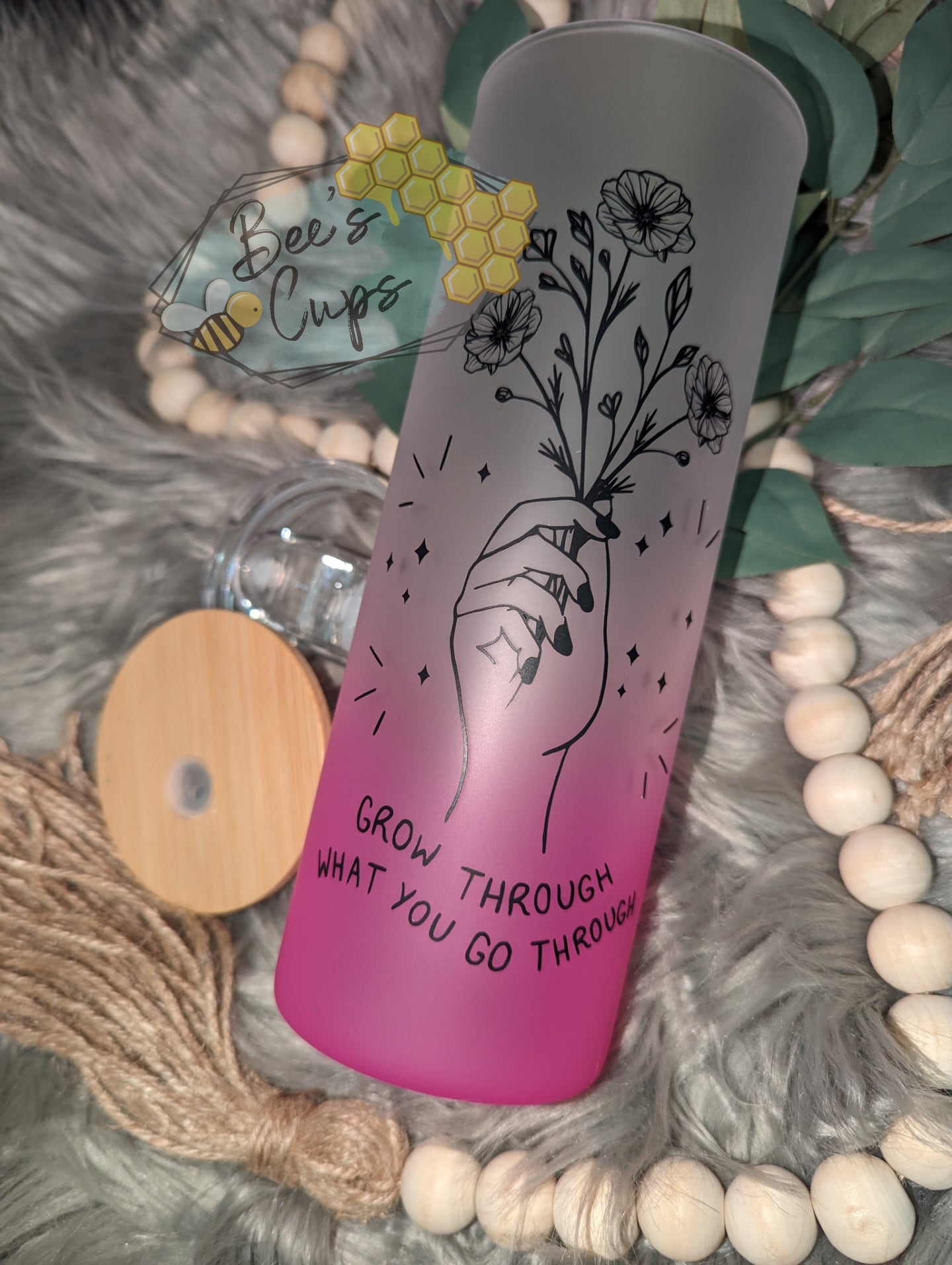 Grow Through What You Go Through Ombre Glass Tumbler