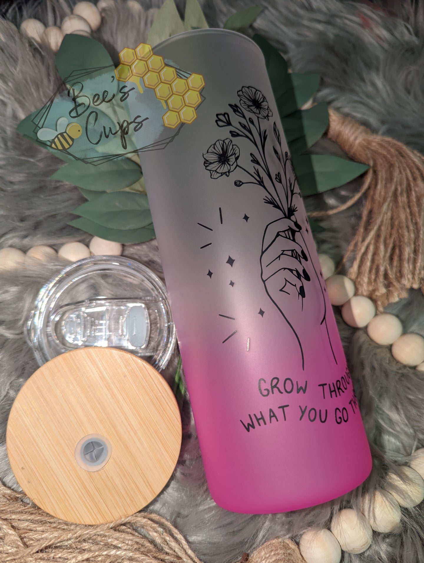 Grow Through What You Go Through Ombre Glass Tumbler